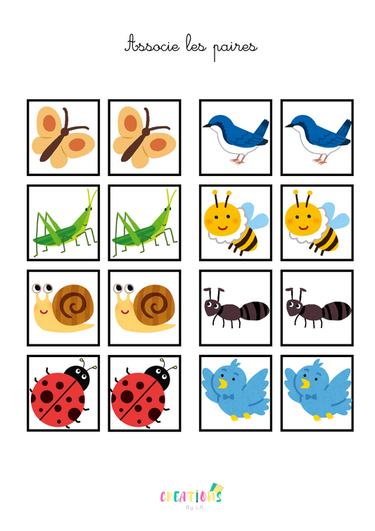 Paires d'insectes et oiseaux 🐞