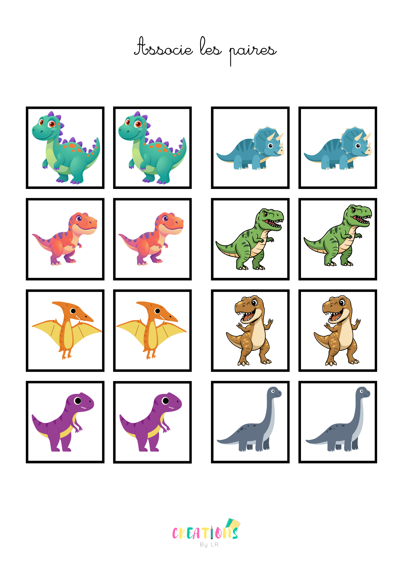 Associe les paires de dinosaures 🦕