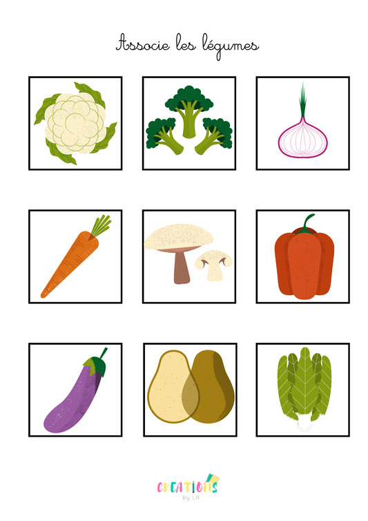Associe les légumes 🥦