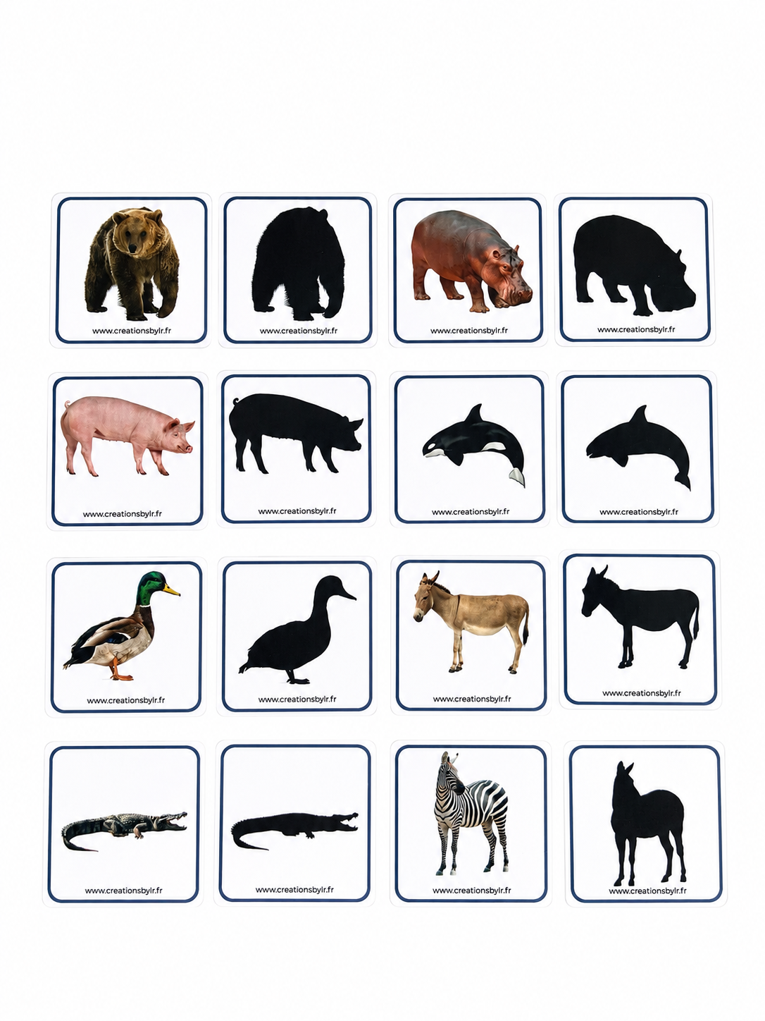 Jeu d’association - Associer l’animal à son ombre